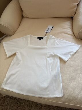 Weekend Max Mara Cream Square Neck Short Sleeve Tee